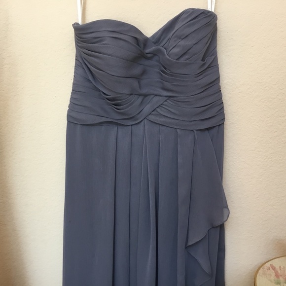 David’s Bridal Grey Strapless Chiffon Dress 12 - Picture 3 of 8